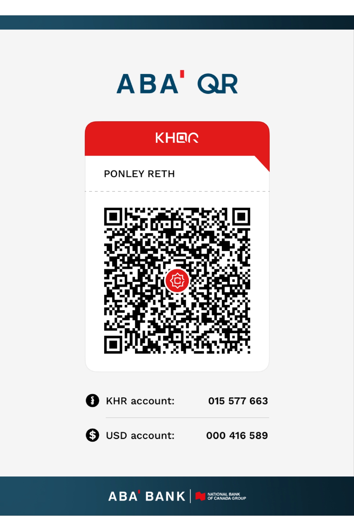 ABA KHQR - Scan to donate